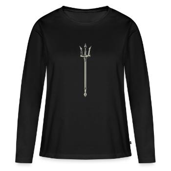 Dreizack Trident - T-shirt manches longues Premium bio Femme - noir - Devant - Julia (174cm)