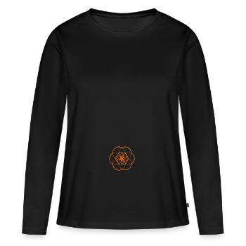 Fleur de vie orange - Chakra sacré - T-shirt manches longues Premium bio Femme - noir - Devant - Julia (174cm)