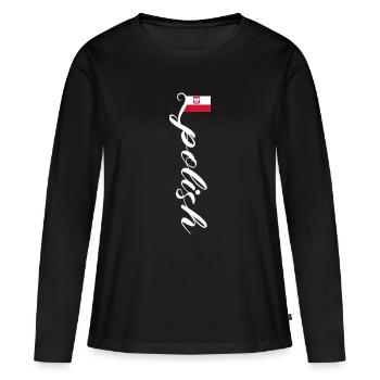Pologne - T-shirt manches longues Premium bio Femme - noir - Devant - Julia (174cm)