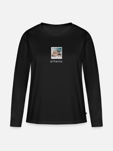 Akropolis Athen Retro Foto - Frauen Premium Bio Langarmshirt - Schwarz