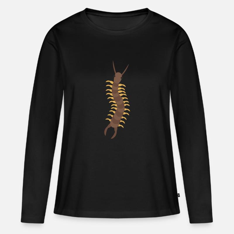 Tausendfüßler - Frauen Premium Bio Langarmshirt - Schwarz
