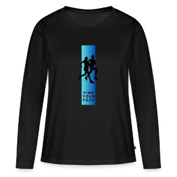 Trouve ton rythme - T-shirt manches longues Premium bio Femme - noir - Devant - Julia (174cm)