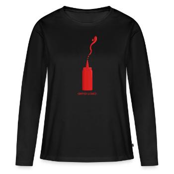 envoyer la sauce ketchup V2 - T-shirt manches longues Premium bio Femme - noir - Devant - Julia (174cm)