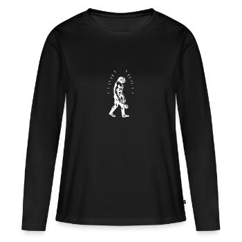Neandertaler Mensch Evolution Keule Höhlenmensch - Frauen Premium Bio Langarmshirt - Schwarz - Vorne - Julia (174cm)