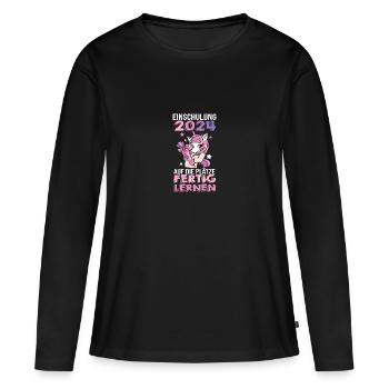 First Grade Elementary School 2024 Gift - Women's Premium Organic Long Sleeve Shirt - black - Front - Julia (174cm)