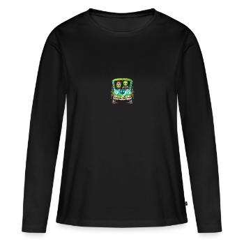 Champignon de l’espace - Hippie Alien - T-shirt manches longues Premium bio Femme - noir - Devant - Julia (174cm)