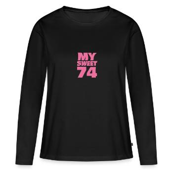 Sweet 74 - Frauen Premium Bio Langarmshirt - Schwarz - Vorne - Julia (174cm)
