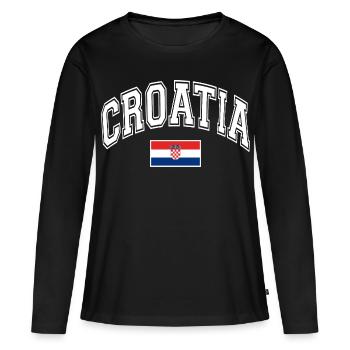 Croatie Croatie Drapeau - T-shirt manches longues Premium bio Femme - noir - Devant - Julia (174cm)