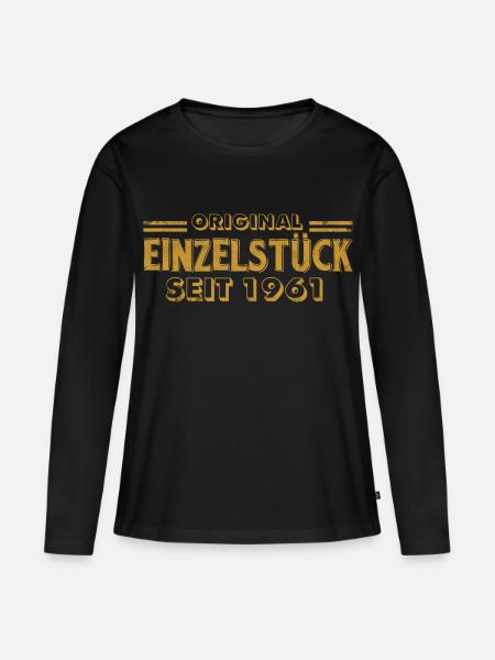 1961. Geburtsjahr Geburtstag - Frauen Premium Bio Langarmshirt - Schwarz