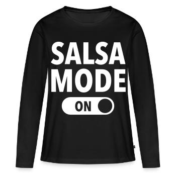 Salsa Mode (On) - T-shirt manches longues Premium bio Femme - noir - Devant - Julia (174cm)