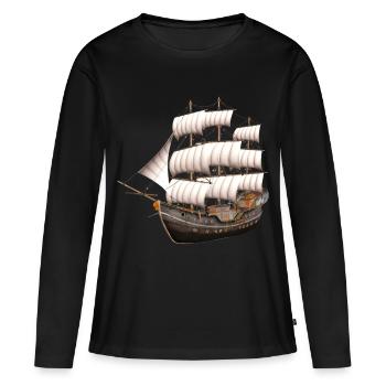 Envoyer - T-shirt manches longues Premium bio Femme - noir - Devant - Julia (174cm)