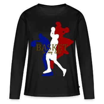 basket is my life - Women's Premium Organic Long Sleeve Shirt - black - Front - Julia (174cm)