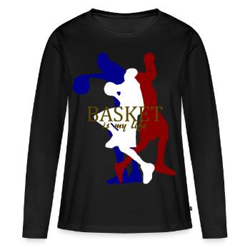 basket is my life - Women's Premium Organic Long Sleeve Shirt - black - Front - Julia (174cm)
