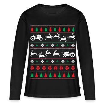Agriculteur - Noël laid - T-shirt manches longues Premium bio Femme - noir - Devant - Julia (174cm)