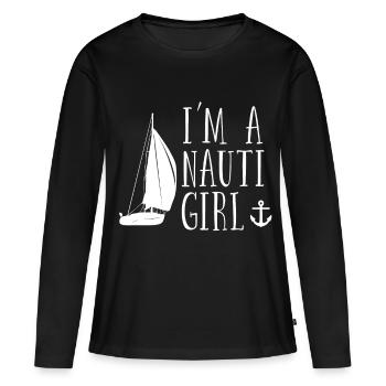 Voile Femmes Im A Nauti Girl - T-shirt manches longues Premium bio Femme - noir - Devant - Julia (174cm)