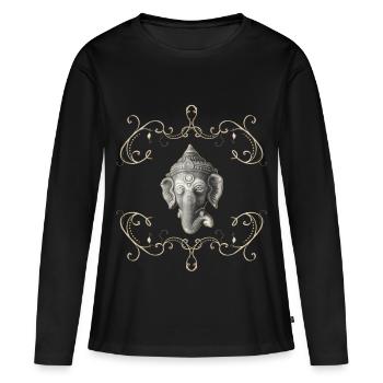 Éléphant hindou dieu ganesh - T-shirt manches longues Premium bio Femme - noir - Devant - Julia (174cm)