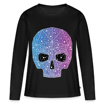 Tête de mort galactique - T-shirt manches longues Premium bio Femme - noir - Devant - Julia (174cm)
