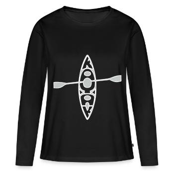 Cadeau de canoë en pagaie de kayak - T-shirt manches longues Premium bio Femme - noir - Devant - Julia (174cm)