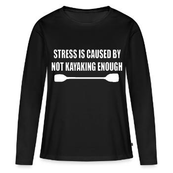 Cadeau de canoë en pagaie de kayak - T-shirt manches longues Premium bio Femme - noir - Devant - Julia (174cm)