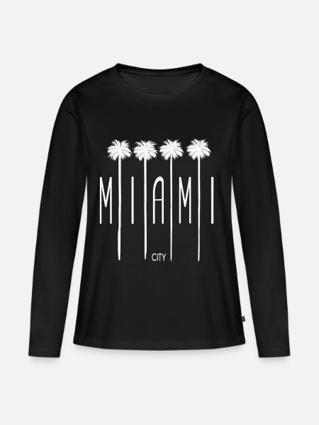 Miami Beach City - Frauen Premium Bio Langarmshirt - Schwarz