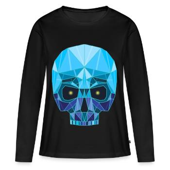 Tête de mort saphir - T-shirt manches longues Premium bio Femme - noir - Devant - Julia (174cm)