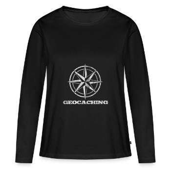 Geocaching - T-shirt manches longues Premium bio Femme - noir - Devant - Julia (174cm)