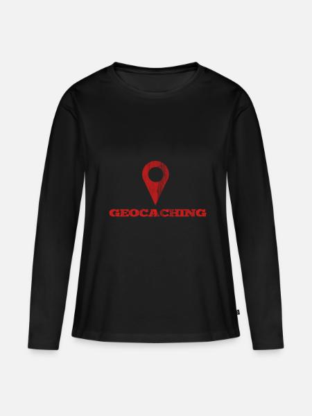 Geocaching - Frauen Premium Bio Langarmshirt - Schwarz