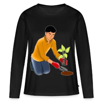 Gartenarbeit - Frauen Premium Bio Langarmshirt - Schwarz - Vorne - Julia (174cm)