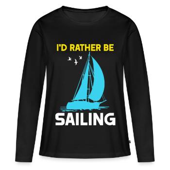 Je préfère faire de la voile - T-shirt manches longues Premium bio Femme - noir - Devant - Julia (174cm)