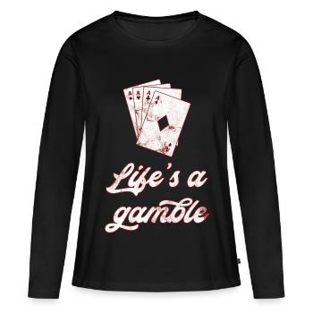Poker - Frauen Premium Bio Langarmshirt - Schwarz - Vorne - Julia (174cm)