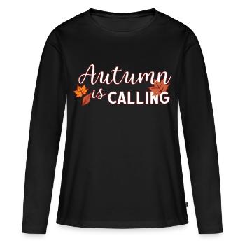 Automne - T-shirt manches longues Premium bio Femme - noir - Devant - Julia (174cm)