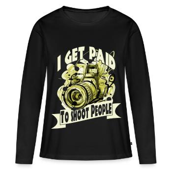 Photo photo photograph - T-shirt manches longues Premium bio Femme - noir - Devant - Julia (174cm)