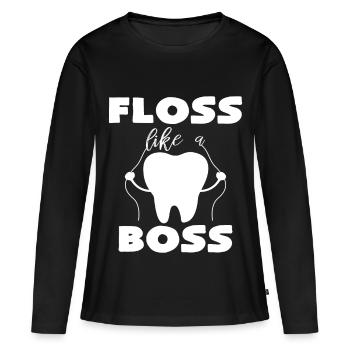 Floss wie ein - Frauen Premium Bio Langarmshirt - Schwarz - Vorne - Julia (174cm)