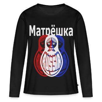Matryoshka, russe - T-shirt manches longues Premium bio Femme - noir - Devant - Julia (174cm)