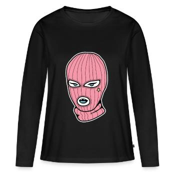 Gangster Girl Maske Pink Style - Frauen Premium Bio Langarmshirt - Schwarz - Vorne - Julia (174cm)