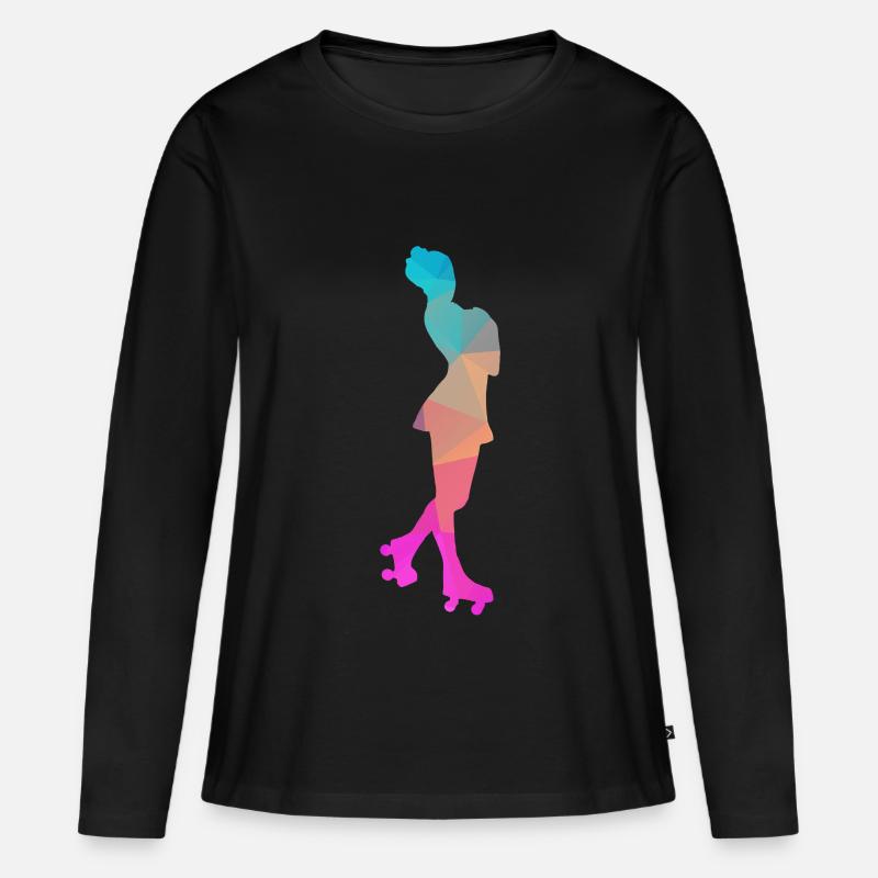 Abstrakter Eis- und Rollschuh-Design - Frauen Premium Bio Langarmshirt - Schwarz