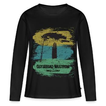 Wustrow Ostsee - DarssCoast - Halbinsel Darss - Frauen Premium Bio Langarmshirt - Schwarz - Vorne - Julia (174cm)