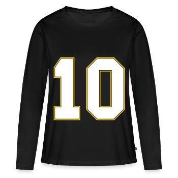 Maillot 10 numéros - T-shirt manches longues Premium bio Femme - noir - Devant - Julia (174cm)