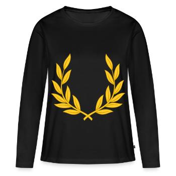 Lorbeerkranz Sieg Gewinnen Sport golden Sieg Siege - Frauen Premium Bio Langarmshirt - Schwarz - Vorne - Julia (174cm)
