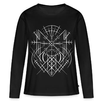 Vegvisir Runic Compass Celts Viking Web Wyrd - Women's Premium Organic Long Sleeve Shirt - black - Front - Julia (174cm)