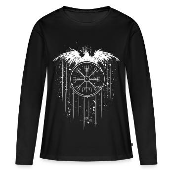 Vegvisir Runic Compass - Eagle Celts Vikings - Women's Premium Organic Long Sleeve Shirt - black - Front - Julia (174cm)