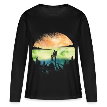 Wanderlust Hiker – Aventure aquarelle - T-shirt manches longues Premium bio Femme - noir - Devant - Julia (174cm)