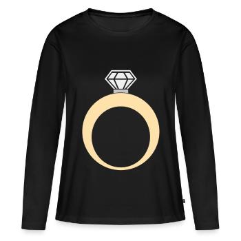 Anneau Alliance Bague de fiançailles - T-shirt manches longues Premium bio Femme - noir - Devant - Julia (174cm)