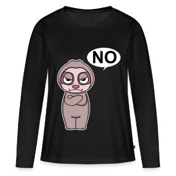 Sloth is annoyed and says no - Women's Premium Organic Long Sleeve Shirt - black - Front - Julia (174cm)