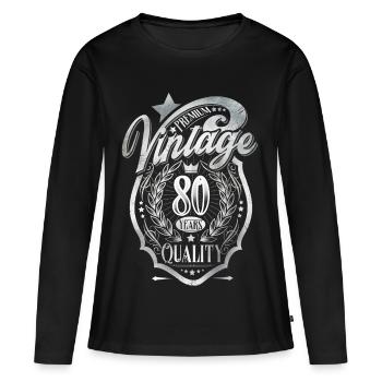 80th Birthday Vintage - Women's Premium Organic Long Sleeve Shirt - black - Front - Julia (174cm)