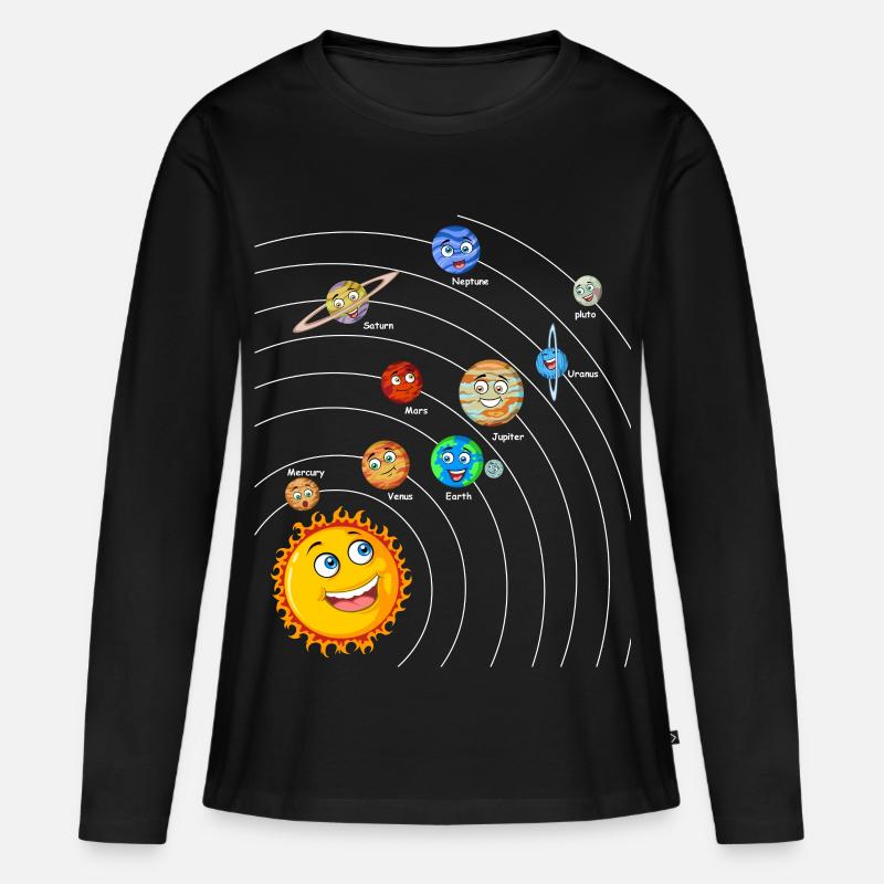 Sonnensystem - Frauen Premium Bio Langarmshirt - Schwarz