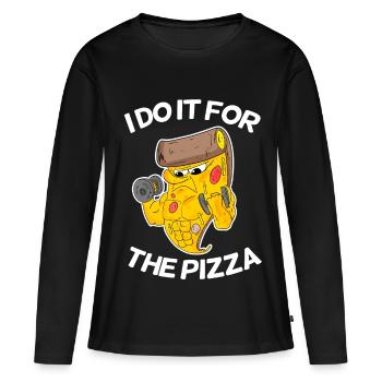 Pizza Training Fitness Sport Cadeau - T-shirt manches longues Premium bio Femme - noir - Devant - Julia (174cm)