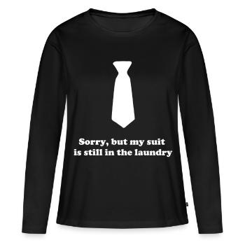 Étiquette du panier à linge - T-shirt manches longues Premium bio Femme - noir - Devant - Julia (174cm)