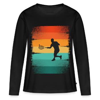 Tennis - Frauen Premium Bio Langarmshirt - Schwarz - Vorne - Julia (174cm)