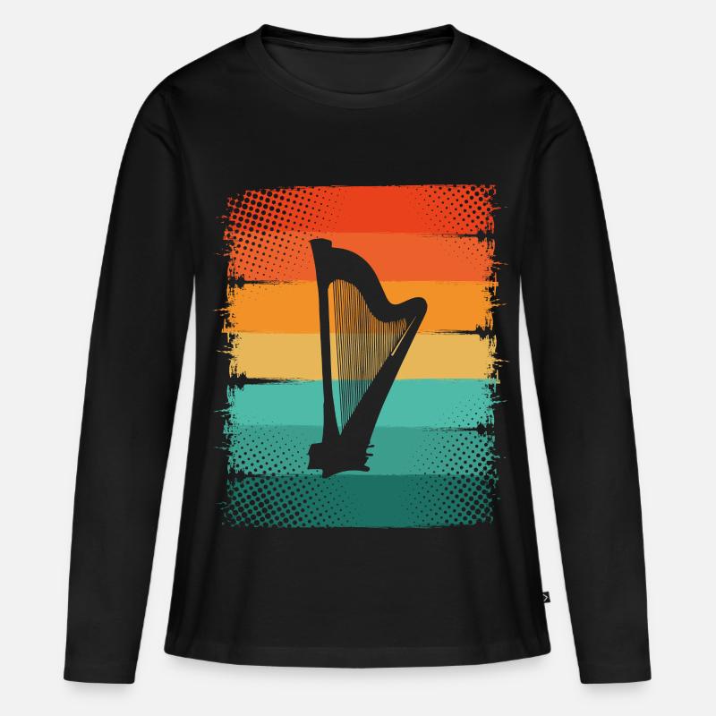 Harfe - Frauen Premium Bio Langarmshirt - Schwarz